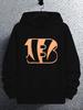 Stylish Black Hoodie with Bold Orange "BB" Graphic - 100% Polyester Knit