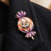 Zinc Zinc Alloy Halloween Pumpkin Candy Brooch Pin Shining Rhinestone Lapel Pin  For Women Unisex