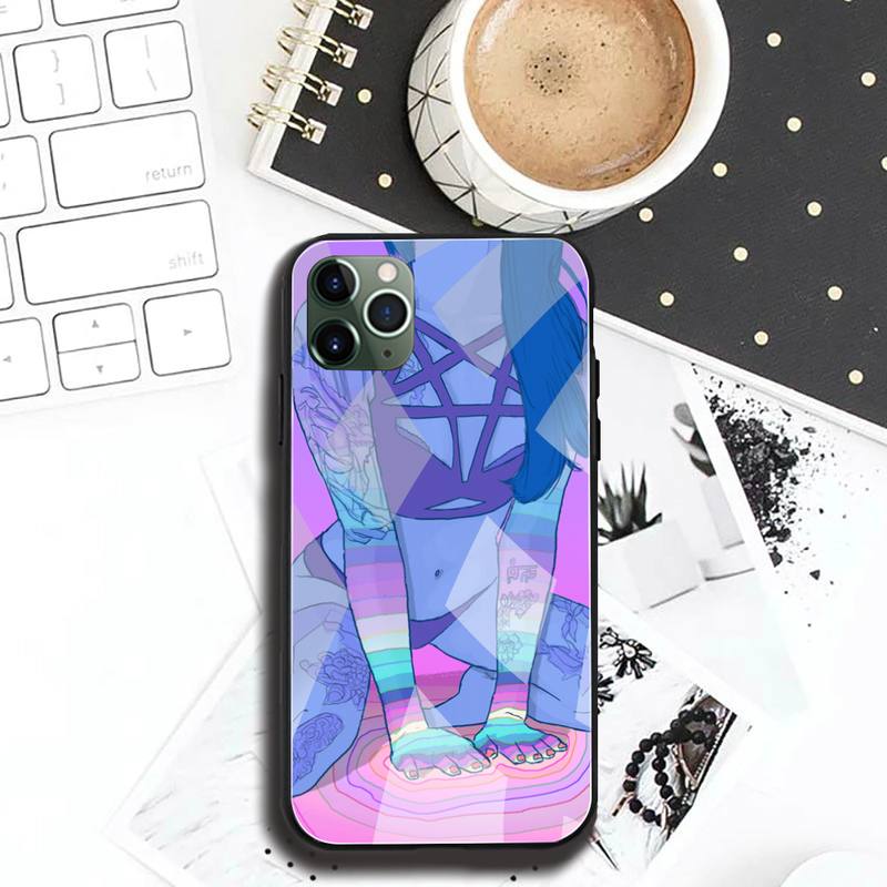 Custodia per Telefono Arte Digitale Amore Trippy Psichedelico Vetro Temperato Per iPhone 12 pro max mini 11Pro XR XS MAX 8 X 7 6S 6 Plus SE case