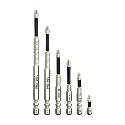 Impact Driver Drill Bit With High Magnetic Grip Antislip Alloy Steel Construction 6 Size For Precise Screwdriving Tasks