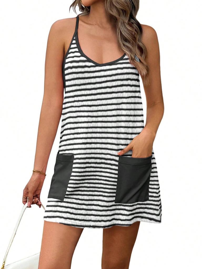Women's Tennis Dress Athletic Mini Romper with Built In Shorts Summer Vacation Outfit