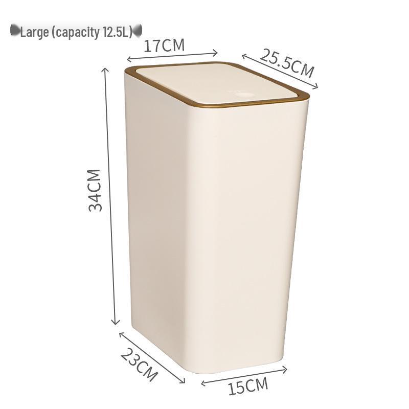 Press-Type Large Capacity Trash Can with Lid for Living Room, Kitchen, Bathroom, or Toilet - Hands-Free Operation