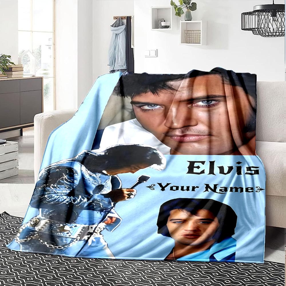 Elvis Presley Personalized Text Blanket Cozy Customizable Blanket Warmthful Decor Perfect for Home Decor Sofa Living Room Bedding