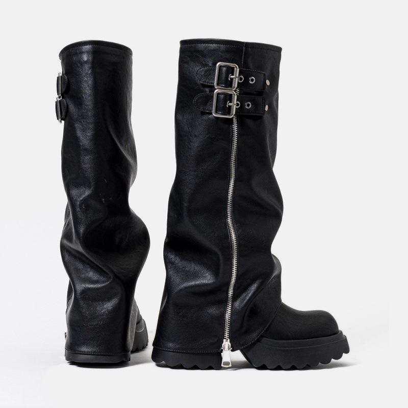 Spice Girl Thick-soled Piled Pants Tube Boots Women's 2025 New Small Man But Knee Boots Side Zipper Tall Knight Boots