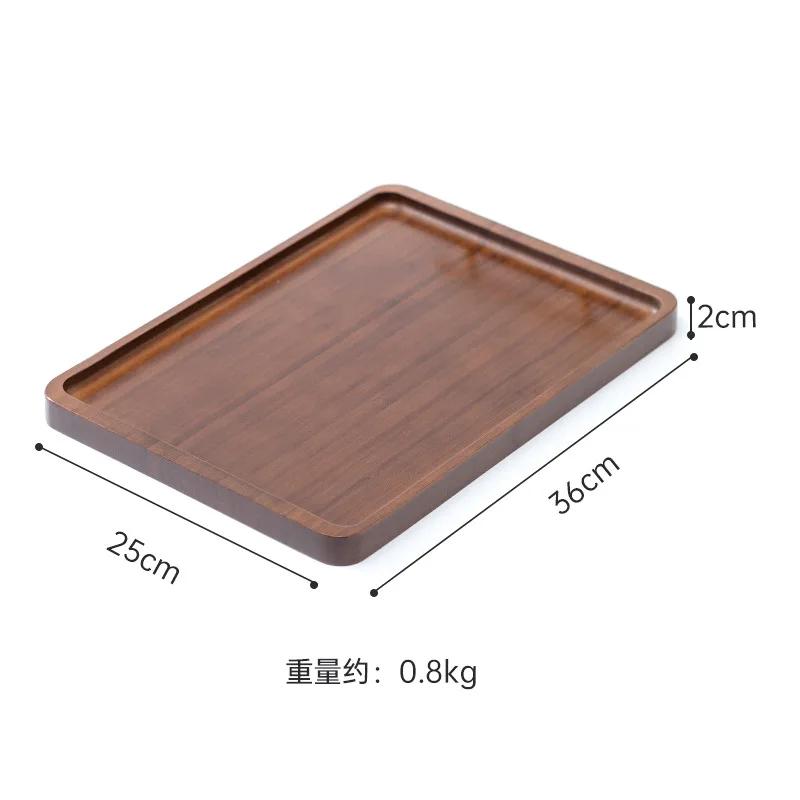 Vintage Nanmu Bamboo Tea Tray with Dual Metal Handles Kosher Je New Year & Festival Serving Platter for Cups/Cakes
