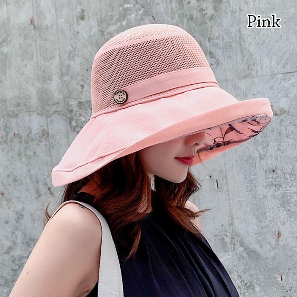 

Шляпа-ведро с широкими полями, складная пляжная кепка, летняя солнцезащитная кепка розовый
