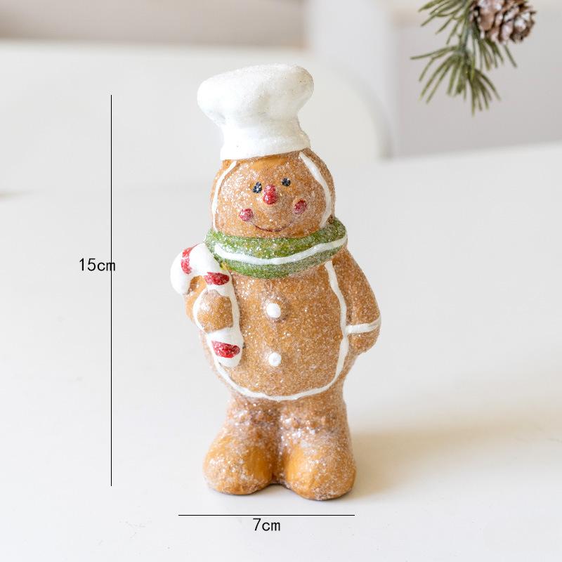 Cute Gingerbread Figurine Resin Crafts Christmas Decorations Desktop Atmosphere Ornaments Holiday Gift Arrangements Props