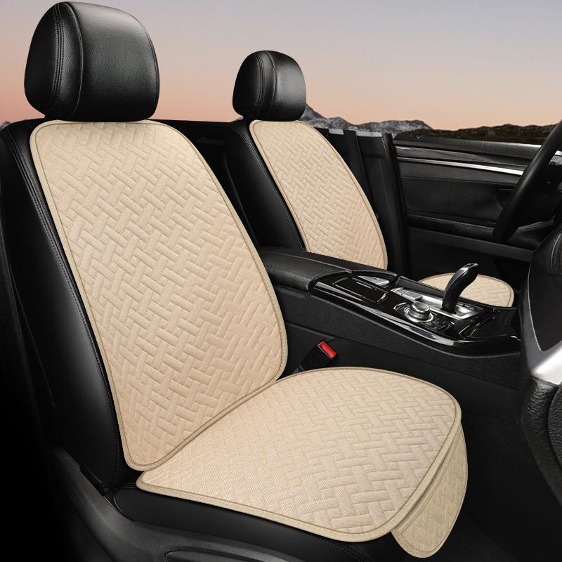 Four Season Universal Single Piece Linen Three Piece Set For Car Seat Cushions, Anti Slip Single Rear Car Seat Cushions, Car Sup