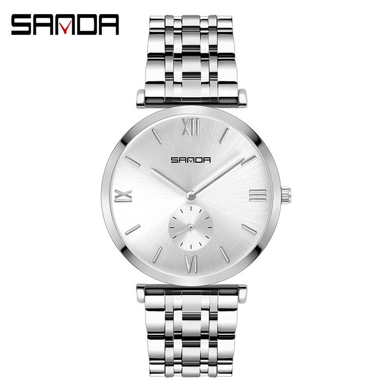Sanda Summer Steel Band Couple Watches - Trendy Waterproof Wristwatches for Men and Women