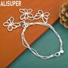 925 Sterling Silver Exquisite Tassel Butterfly Side Chain Charming Bracelet Gift Jewelry