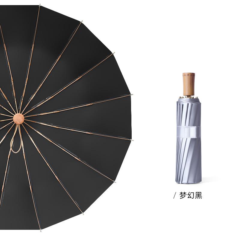 16 Bone Weather and Rain Umbrella Hand Open Folding Sunscreen Umbrella Three Fold Sun Umbrella