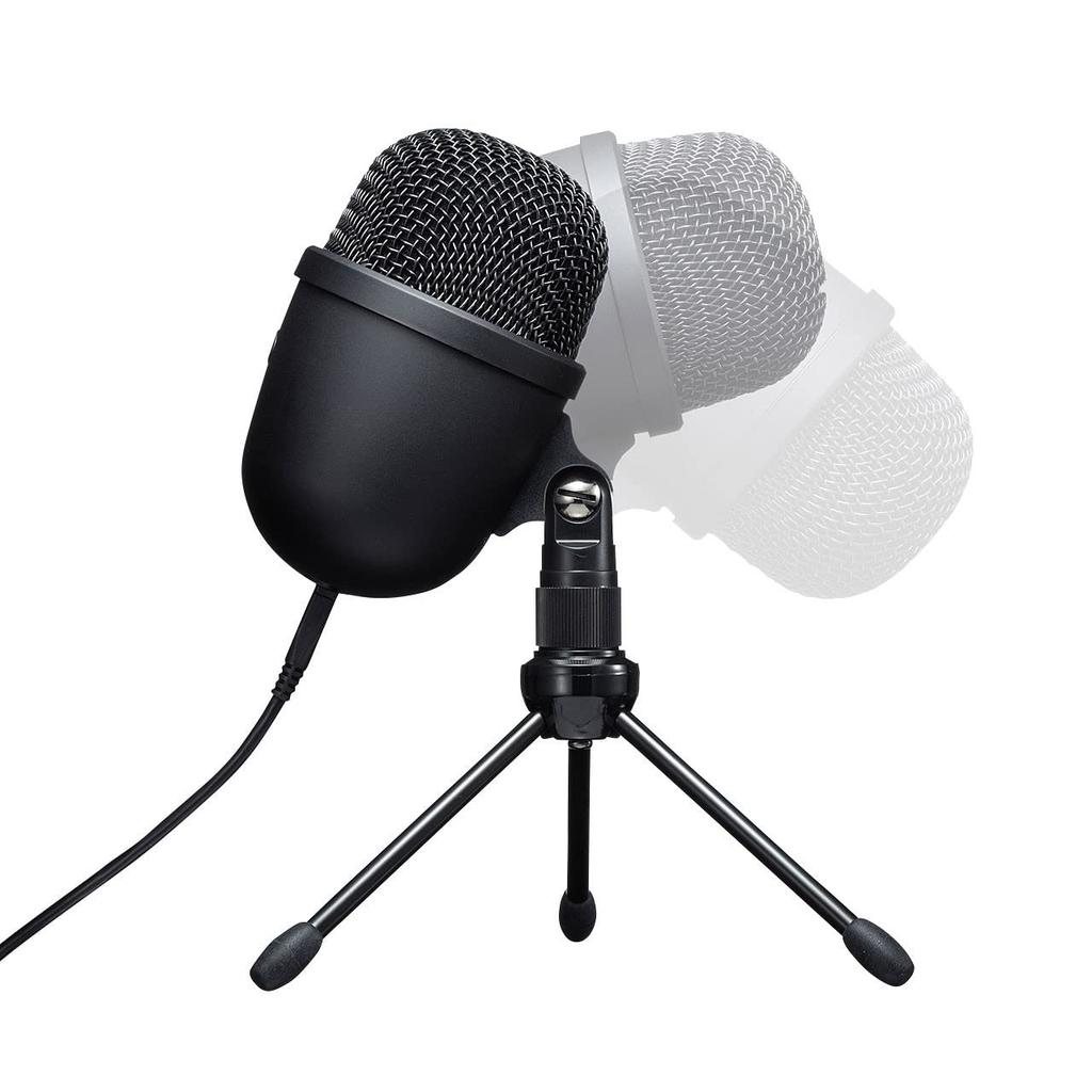 Sanwa Supply MM-MCU04BK USB Recording Microphone with Stand, Unidirectional, Skype Compatible, for Game Commentary and Video Posting