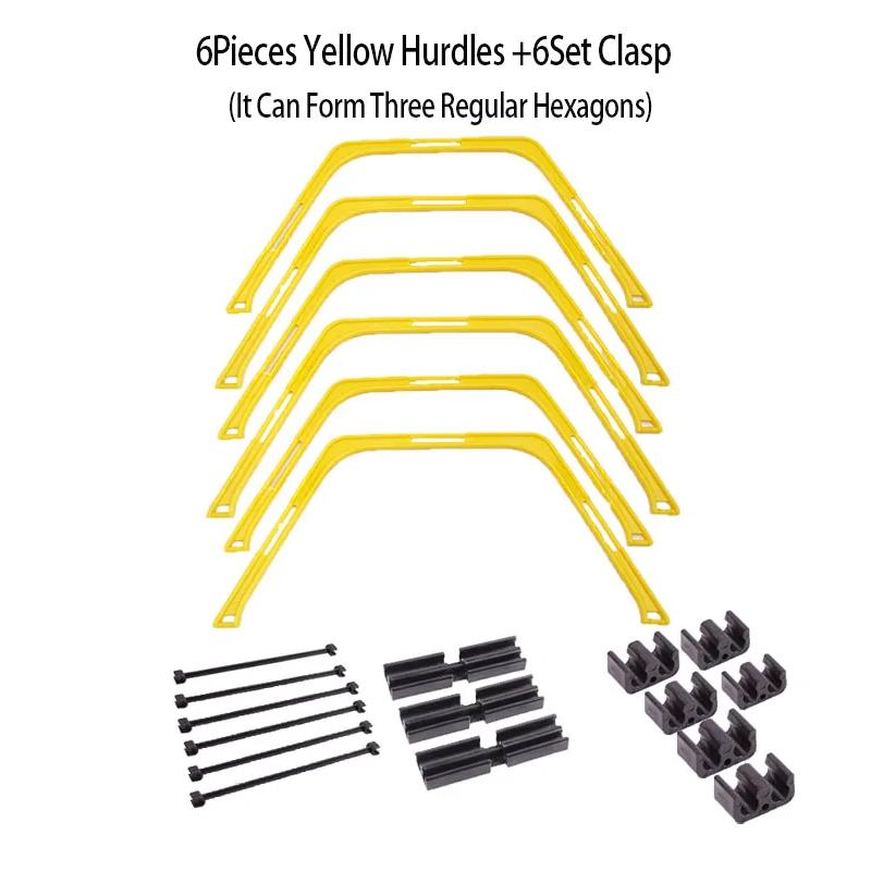 6Pcs Agility Hurdles Set Football Training Rings Soccer Footwork Ring Folded Hexagon Ladder Multi Supplies Hex Hurdle Equipment