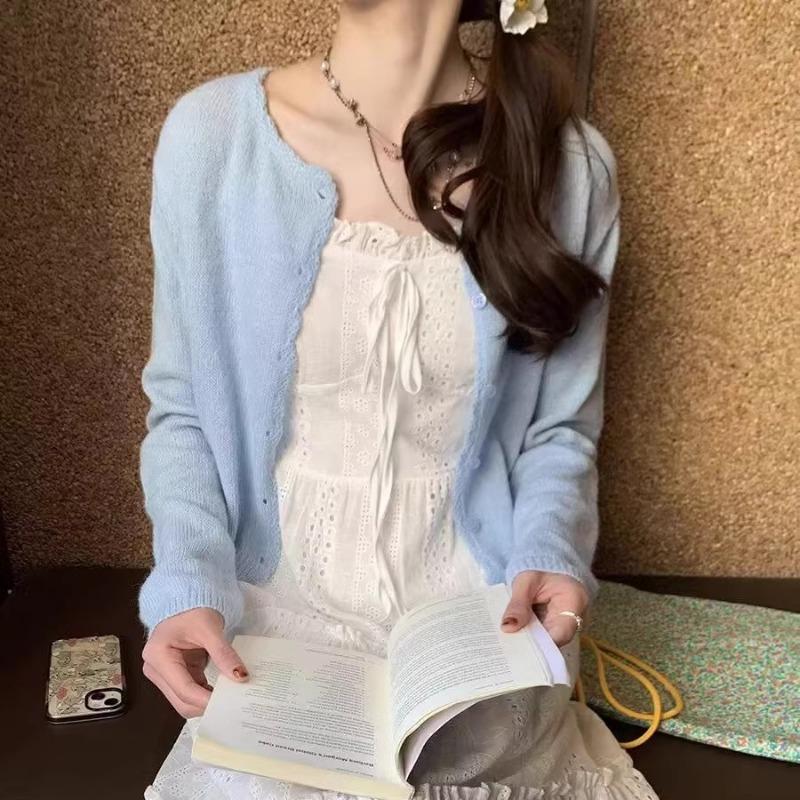Spring sweet versatile and thin gentle thin knitted cardigan single-breasted soft waxy sweater jacket women