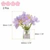 CoCud Mini Flower Dollhouse with Vase, Purple Silk Plastic Miniature Dollhouse Accessory (Compatible Scales: 1:12, 1:8, 1:6 Fairy House) - Set of 2