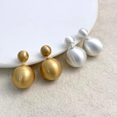 Elegant Brushed Earrings for Fashionable Socialites, French Retro Style Earrings, Ins High-end Women's Stud Earrings
