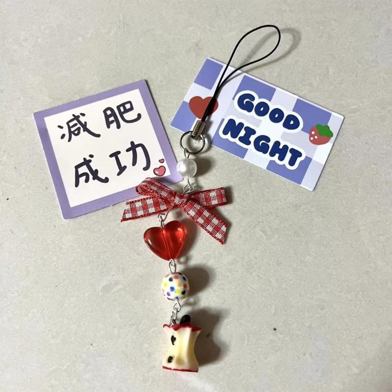 Cute Core Beaded Keychain Lanyard Ornament Stylish Decoration for Bag and Key