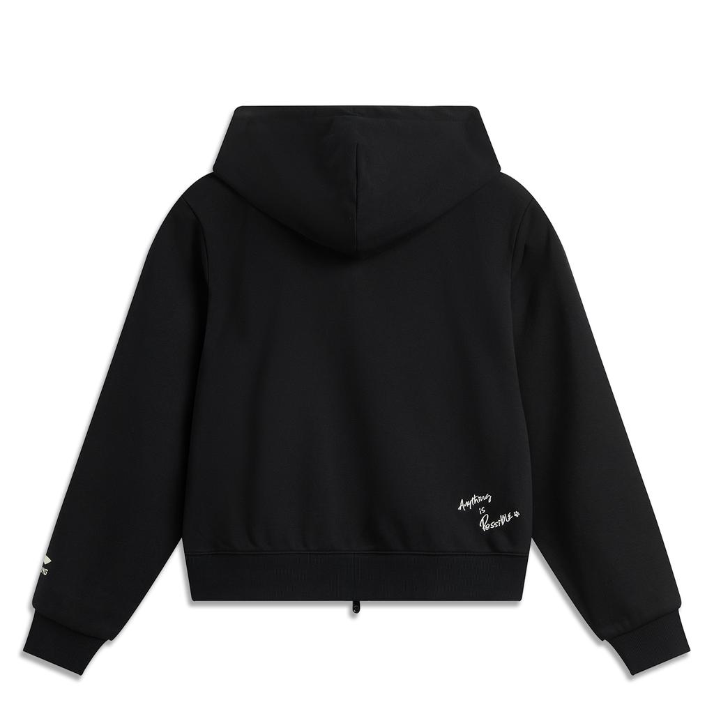 Sweat-shirt à capuche zippé à manches longues Li Ning Série Sports Lifestyle Femme noir AWDUA02-5