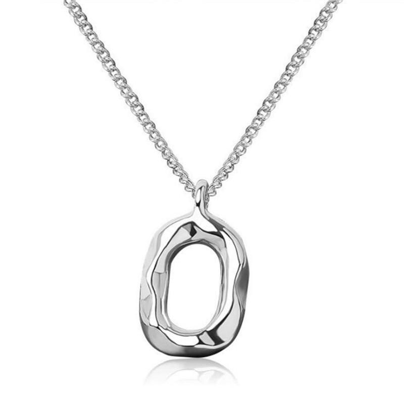 

Niche Design Concave-convex Oval Geometric 925 Sterling Silver Jewelry Personality O-shaped Female Pendant Necklaces TYB369 серебряный
