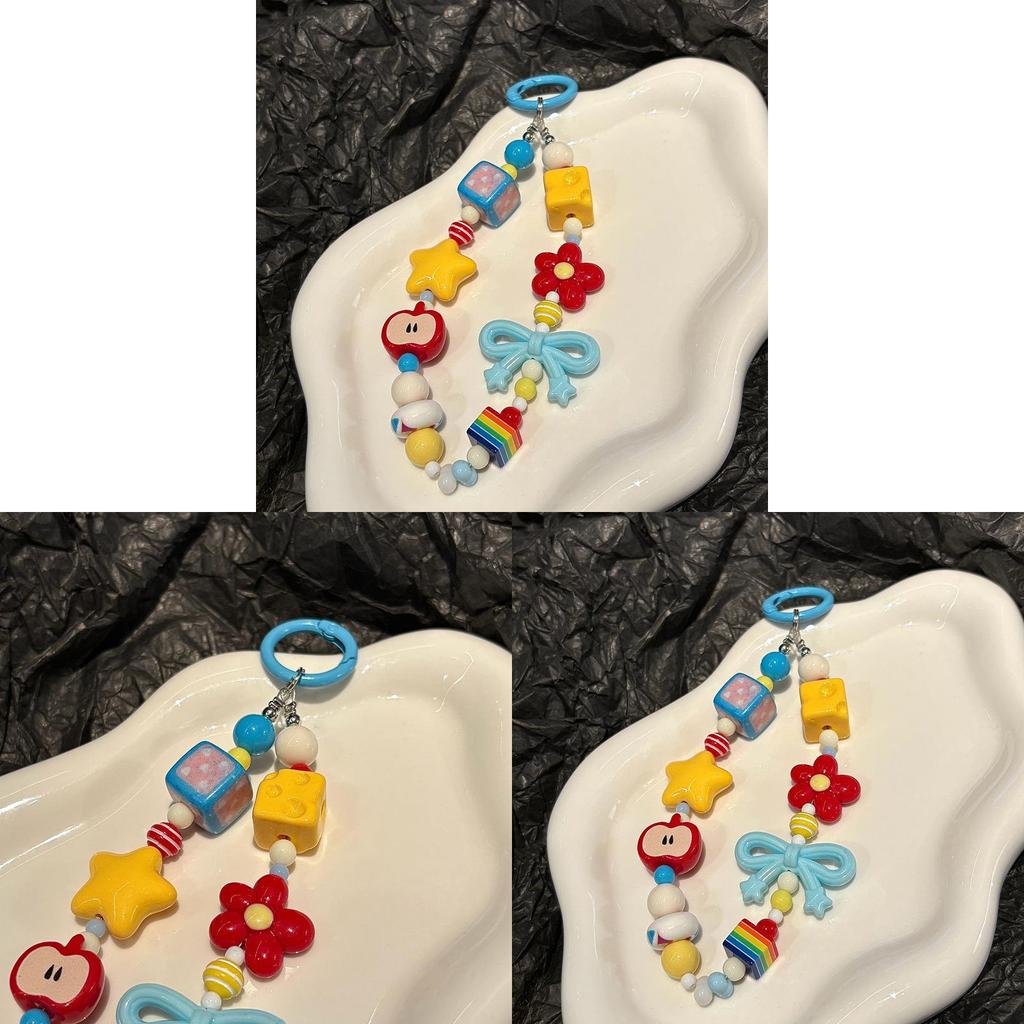 Style Cute Red Flower Beaded Phone Lanyard For Girls And Women