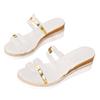 Womens Sandals Wide Ladies Summer Casual Colour Blocking Soft Leather Woven Straw Bottom Thick Bottom Slope Heel Sandalias Mujer