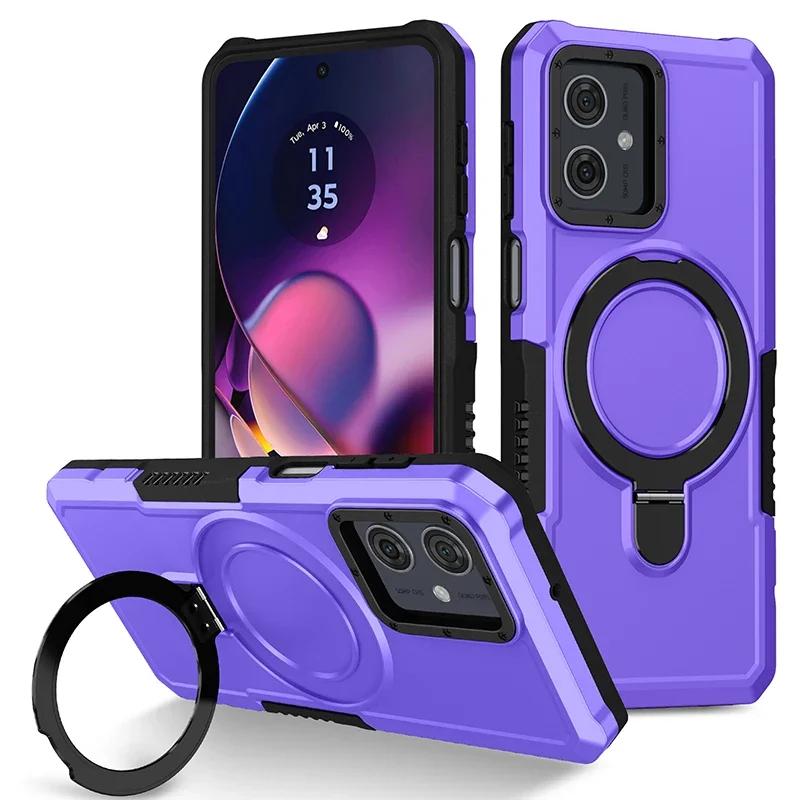 Etui odporne na wstrząsy do telefonu Motorola G84 G54 Armor Phone Cover z obrotowym pierścieniem podtrzymującym do Moto E32 E13 G22 G24 G34 G04 5G G14 E14