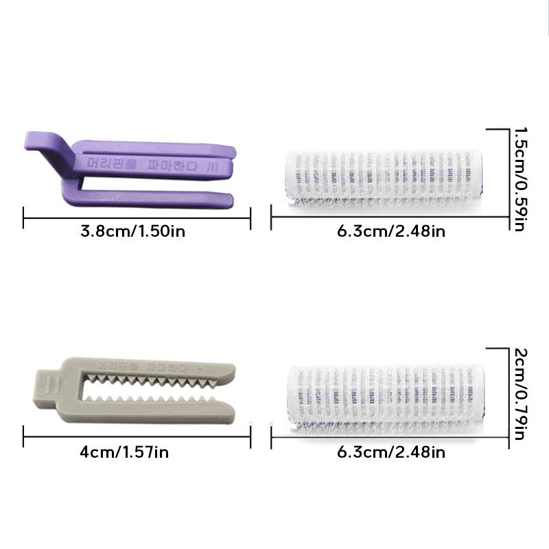 24Pcs Hair Root Perm Rods Bars Curlers With Clips & Rubber Bands Salon Nylon Hook & Loop Hair Rollers Set Hair Styling Tools