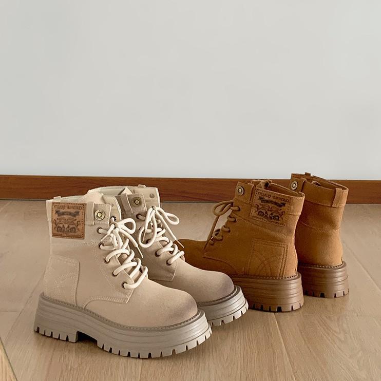 Retro British style thick-soled heightening Martin boots women's 2025 new summer high-end versatile big yellow boots short boots