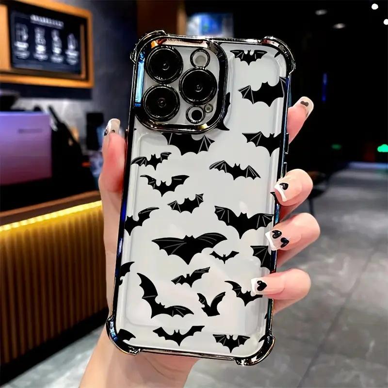 UV painted pattern dark wind bat four corners airbag electroplating anti-drop transparent mobile phone case iPhone15promax apple 17