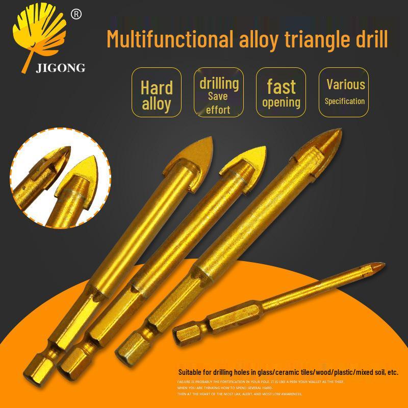 Diamond Alloy Hexagonal Triangle Drill Bit for Glass, Tile, and Concrete