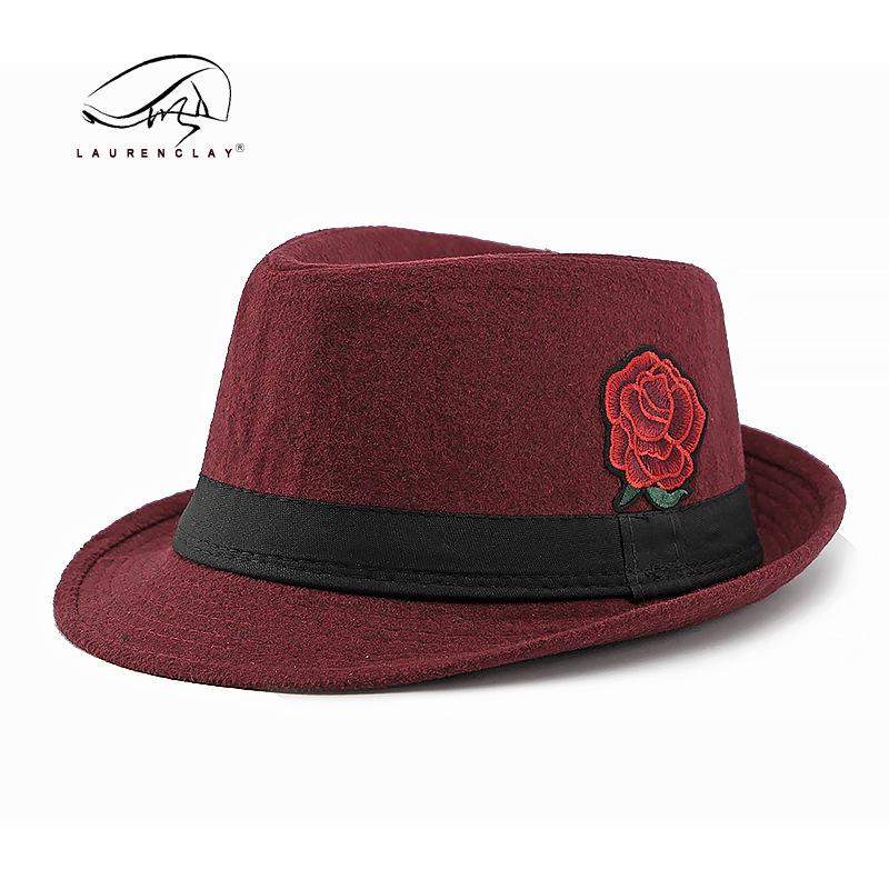 Autumn and winter new fashion personalized flower top hat women's British retro woolen jazz hat men's street performance hat