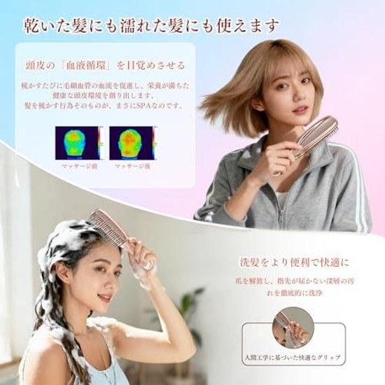 Hair BrushNurtures Smooth Shiny HairScalp Care BrushLadiesCombWet BrushFor Both Wet Dry UseTangle-FreeStatic Electricity PreventionScalp MassageHair