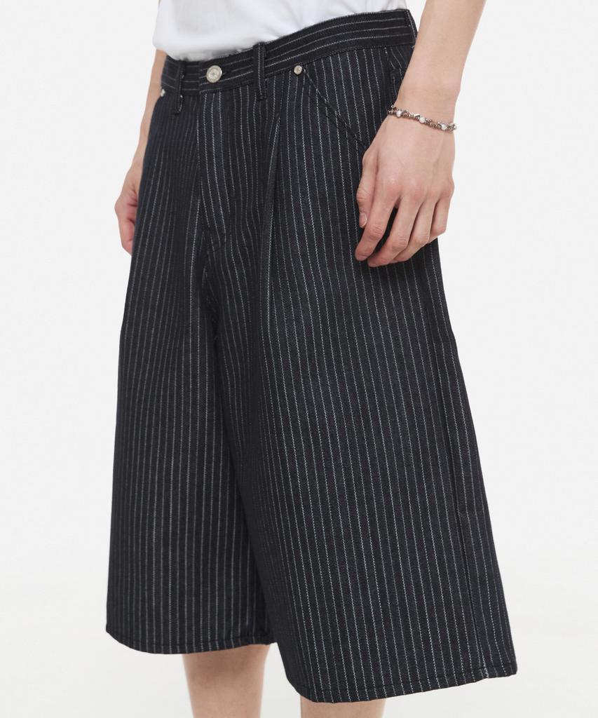 DNSR Pinstripe Bermuda Denim Pants Indigo