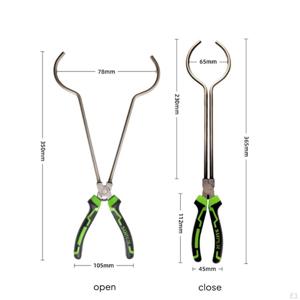 Long Handle Crucible Tongs Heat Resistant Spring Loaded Pliers Anti Slip Grip Lab Equipment