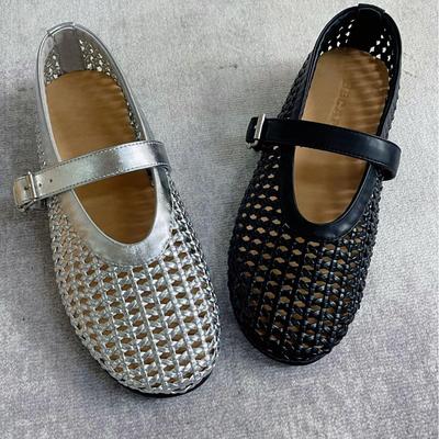 Chaussures Mary Jane Respirantes en Cuir Véritable Européen 2025 avec Design Ajouré