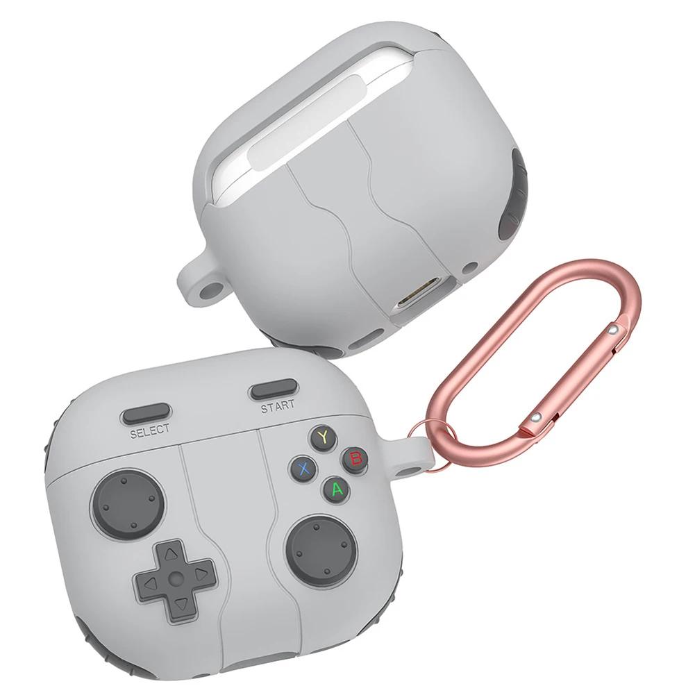 Case for AirPods4 with Soft Silicone Exterior and Carabiner Attachment for Secure Storage and Charging Compatibility