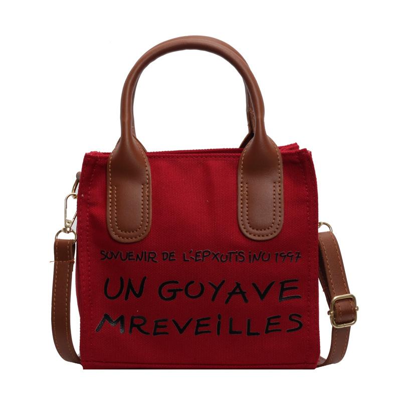 Canvas small bag 2025 new Korean student fashion messenger handbag letter printing shoulder small square bag