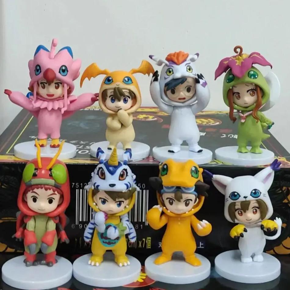 Bandai 8pcs/set 10cm Digimon Digital Monsters Cosplay PVC Action Figures Set Cute Collectible Model Toys for Kids