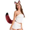 Anime-Cosplay Props Foxes Ears and Tail Set Plush Furry Animal Ears Hairhoop with Foxes Tail Fancy-Dress Party Costumes