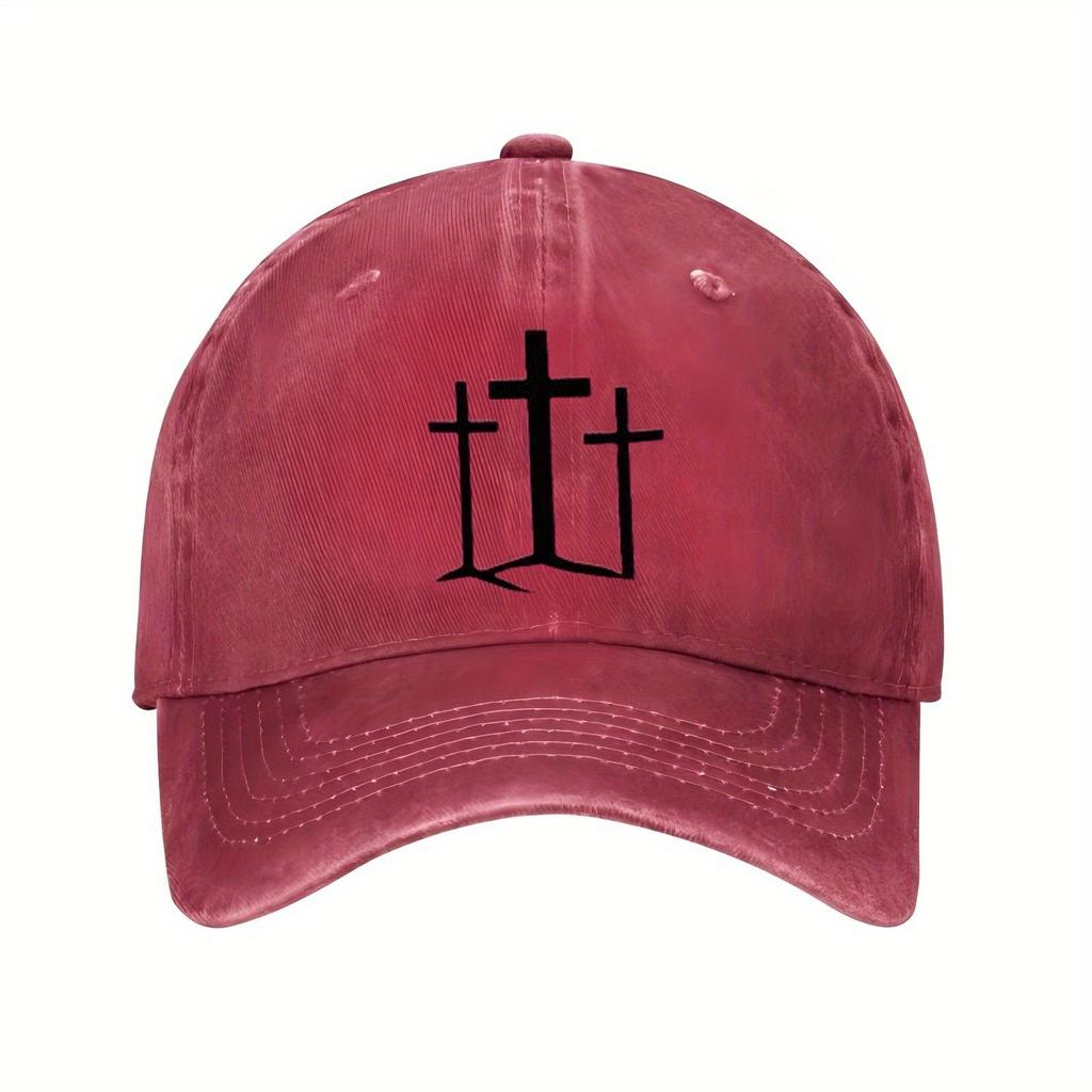 Three Crosses Print Cotton Baseball Cap Casual Adjustable Unisex Streetwear Hat for Adult