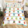 Outer Space Planet Galaxy Duvet Cover Twin King Kids Cartoon Bedding Set ABC Alphabet Learning Comforter Cover with 2 Pillowcase