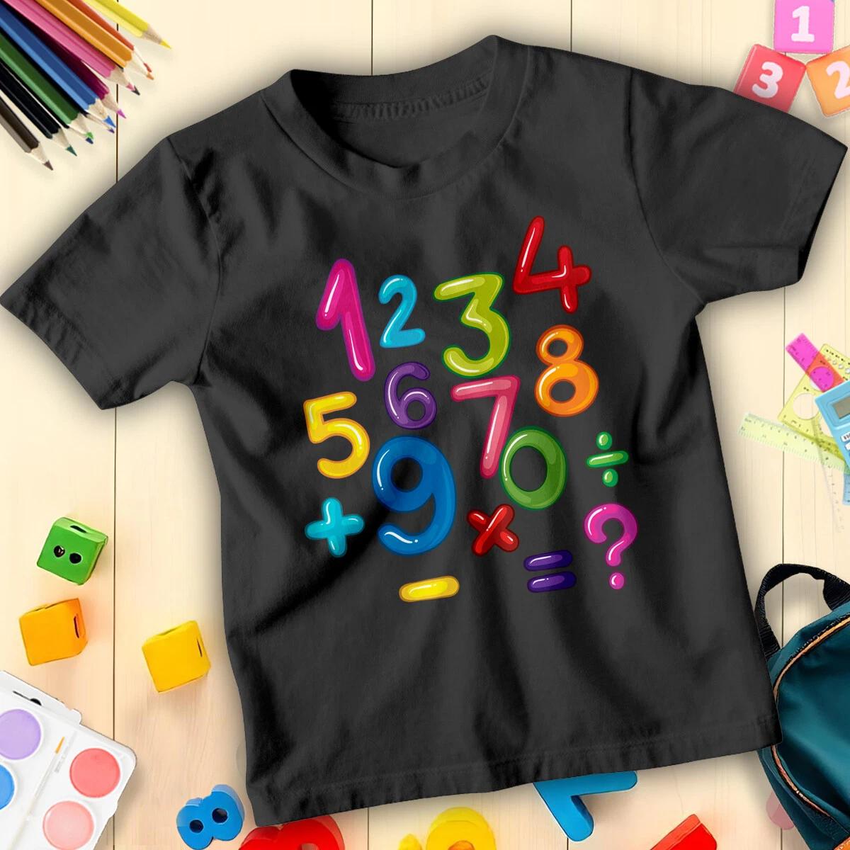 Boys and Girls Colorful Bubbly Number Day Maths Day Ideas T-Shirt for Kids #ND S