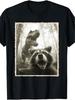 Designed for Teenagers Raccoon Selfie with Dinosaur Funny Tyrannosaurus Rex TSh