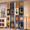 2pc Splicing Sun Moon Grid Print Blackout Curtain Multiple Size Living Room Insulation Decoration Easy Install Machine Washable