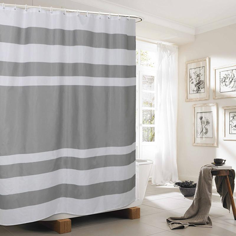 

Смугаста водонепроникна та екологічно чиста шторка для душу з гачком сірий