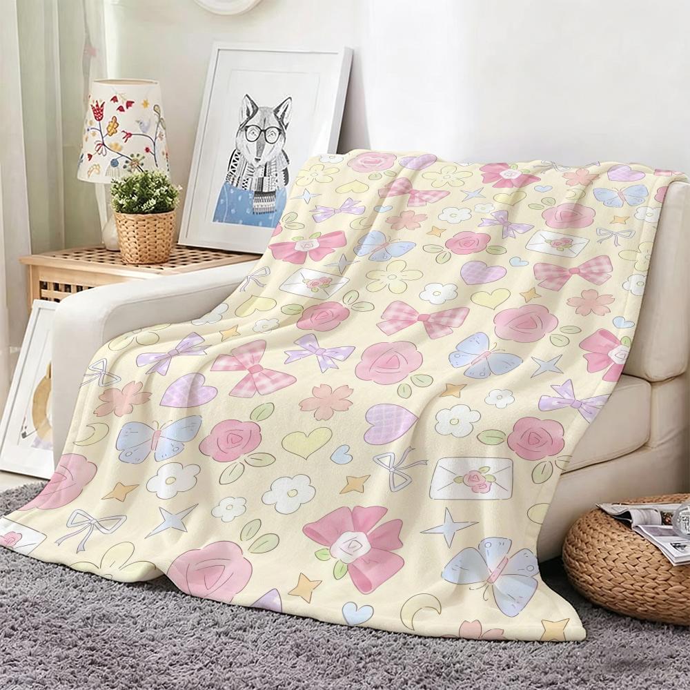 Healing Soft Aesthetic Throw Lightweight 240G Flannel Blanket Soft Skin-Friendly For Summer Cooling