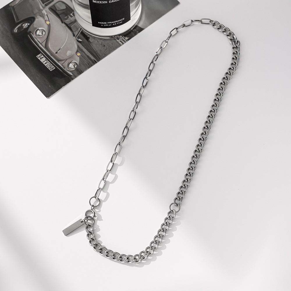 Minimalist Titanium Steel Chain Necklace With Geometric Pendant For Unisex Daily Wear