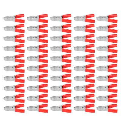 50pcs Battery Cable Clamp 300W Power Inverter Clip 30A Steel PVC Insulated Safety Electrical Test ToolsRed
