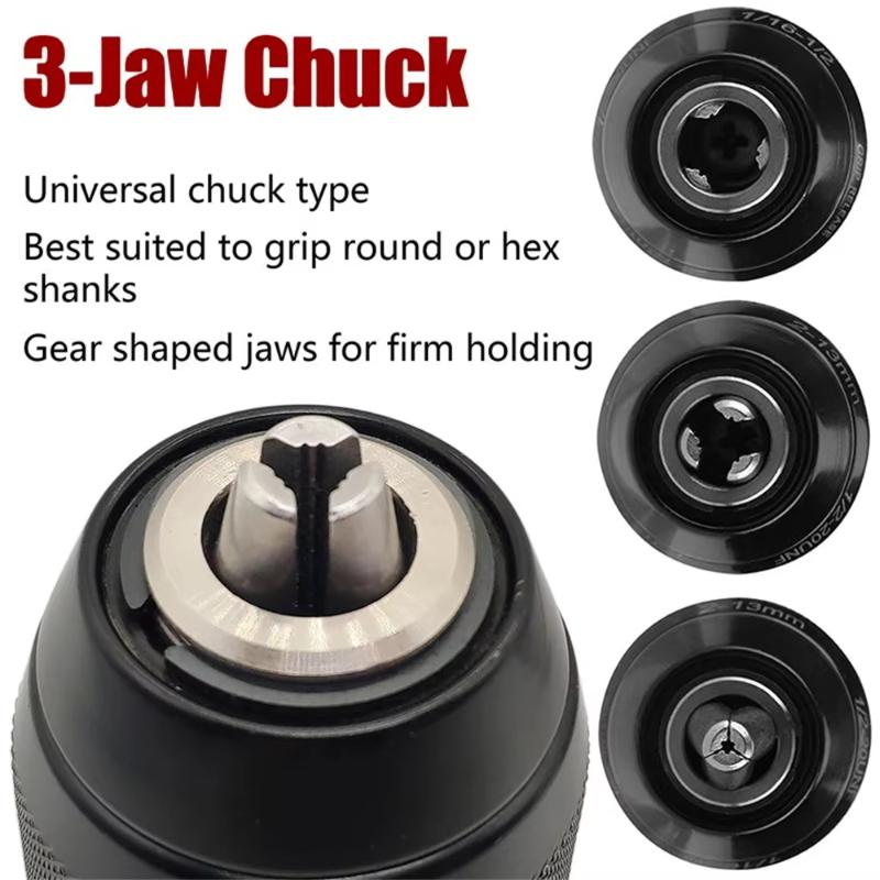 Lot de 4 pièces, Mandrin de perceuse à cliquet autobloquant 0,8~10 mm, Filetage 3/8-24Unf, Mandrin métallique à 3 mors sans clé, Mandrin motorisé pour forets et douilles