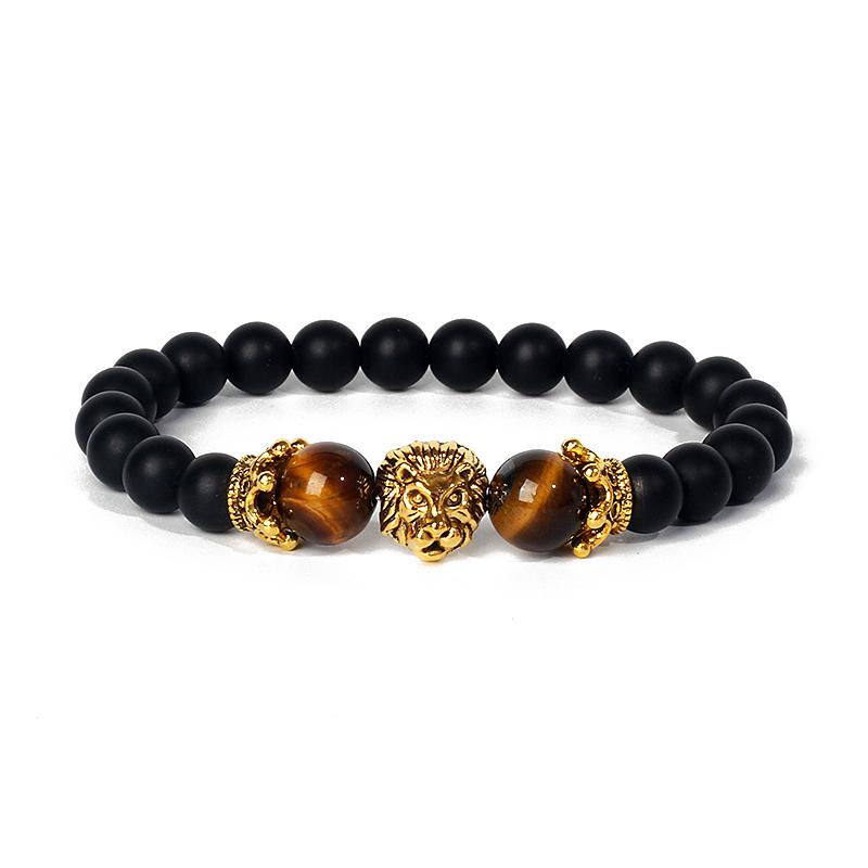 Lion Leopard Charm Bracelets Men Nature Tiger Eye Lava Stone Oil Heal Anxiety Aromatherapy Bracelets for Women Diffuser Jewelry